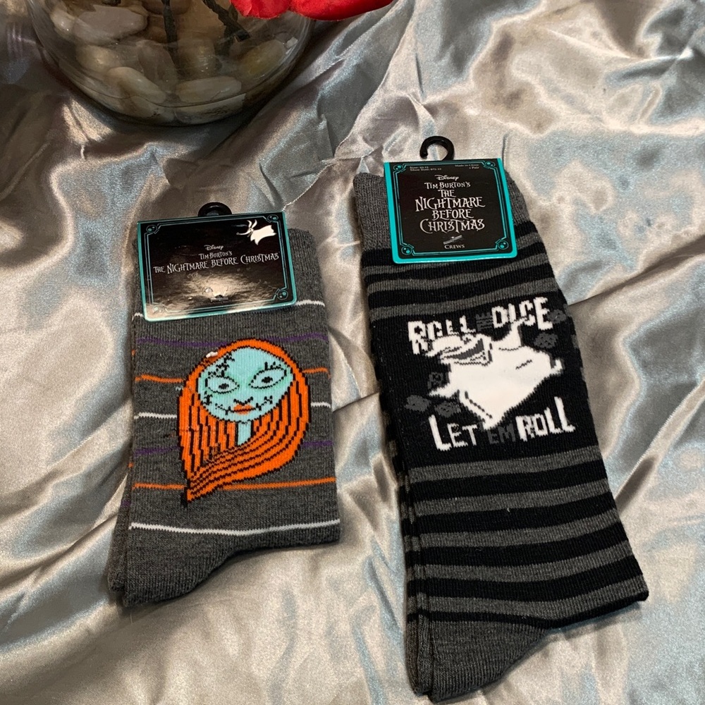 🌹Disney The Nightmare Before Christmas Unisex Crew Socks - Gray, Black & Orange